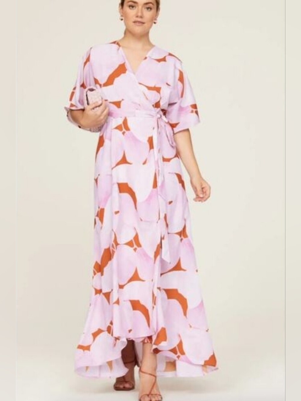 Hutch Lavender & Terracotta Wrap Maxi Dress